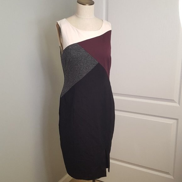 White House Black Market Dresses & Skirts - White House Black Market Office Dress Color Block Black Red Tweed
